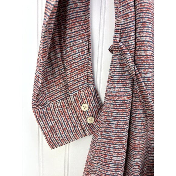 11 1 Tylho Striped Button Front Shirt Dress Belted Midi Size Medium NWOT - Picture 5 of 7
